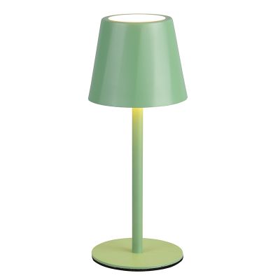 Zielona lampa stołowa akumulatorowa metalowa, Priya, 1,6W, regulowana ciepła do zimnej bieli LED, ściemniana w 3 krokach