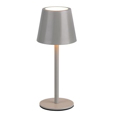 Szara lampa stołowa akumulatorowa metalowa, Priya, 1,6W, regulowana ciepła do zimnej bieli LED, ściemniana w 3 krokach