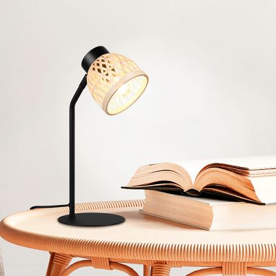 Rattanowa lampa stołowa brązowa, Laut, z przełącznik