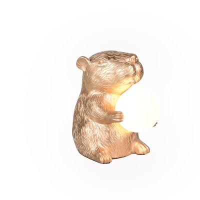 Złota lampa stołowa nowoczesna, Reduan, z przełącznik