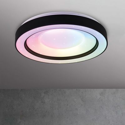 Czarny plafon sufitowy nowoczesny, Navin, 22W, RGBW LED, z pilot