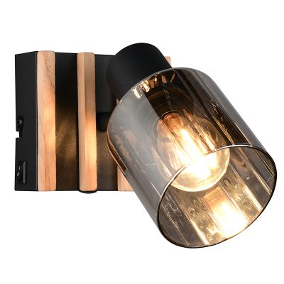 Czarny reflektor ścienny nowoczesny, Steije, z przełącznik