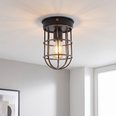Industrialna lampa sufitowa czarna, Nova