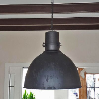 Industrialna lampa wisząca półkula czarna, Fellen