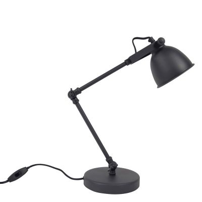 Industrialna lampa stołowa czarna, Ferdy, z przełącznik