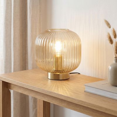 Design lampa stołowa bursztynowa, Charlois, z przełącznik