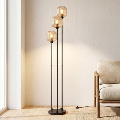 Design lampa stojąca bursztynowa, Charlois, z przełącznik