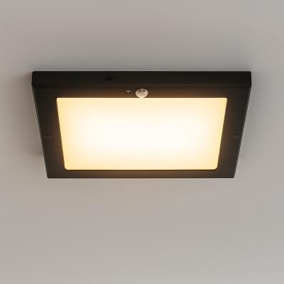 Plastikowa lampa sufitowa z czujnikiem czarna, Luan, 18W, 3000K LED