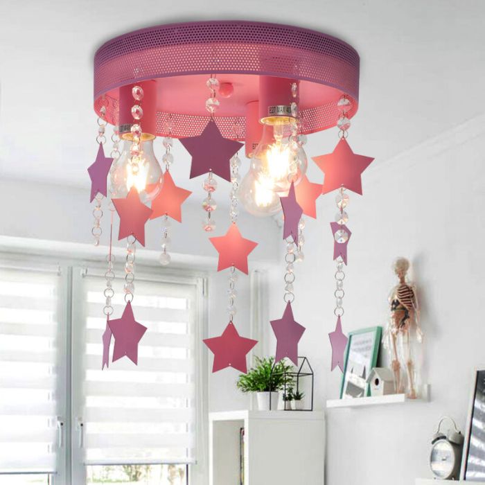 Metalowa lampa sufitowa dla dzieci różowa, Doenja