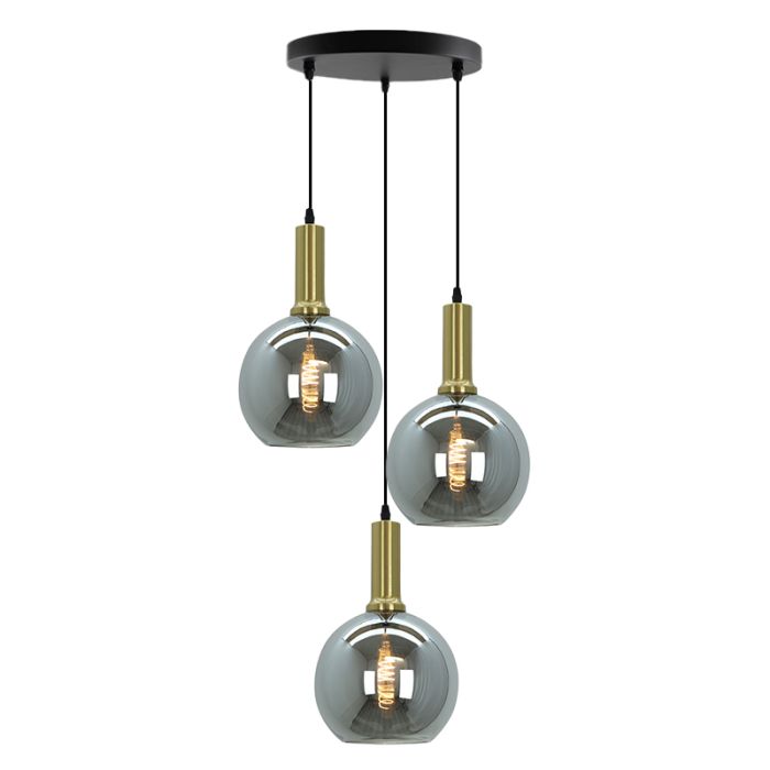 Aluminiowa lampa wisząca bez abażur złota, Rika