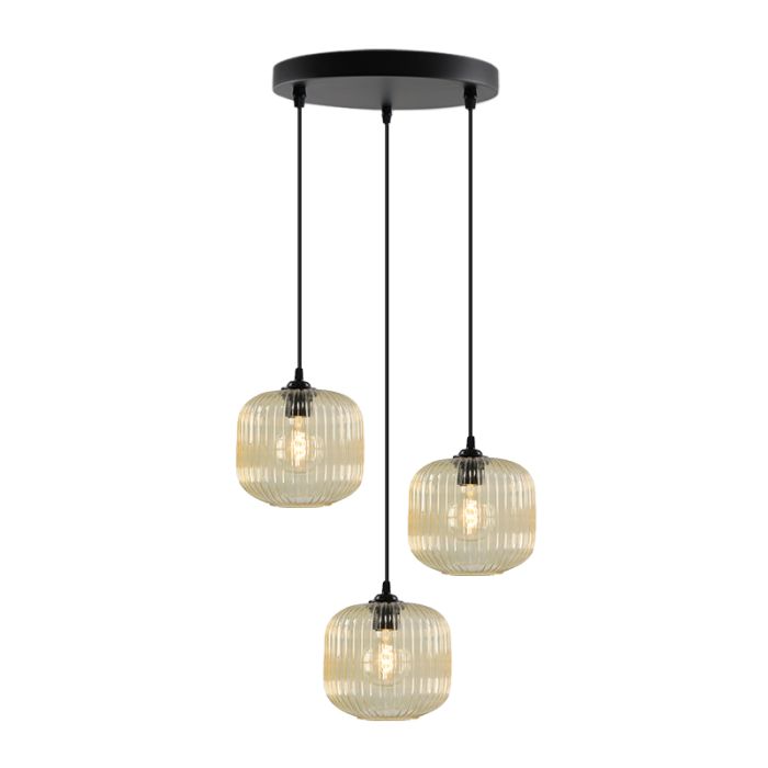 Retro lampa wisząca bursztynowa, Charlois