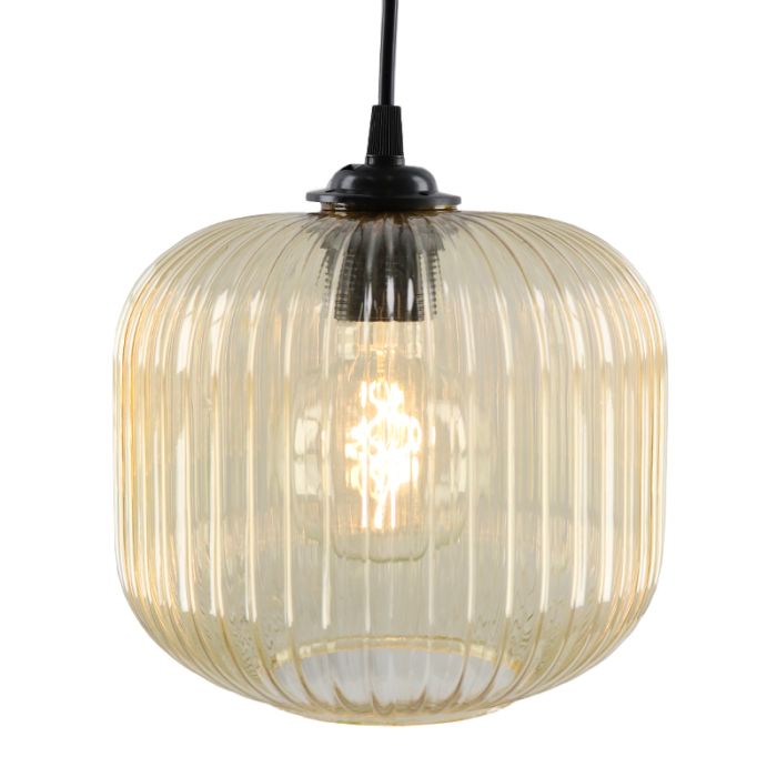 Retro lampa wisząca bursztynowa, Charlois