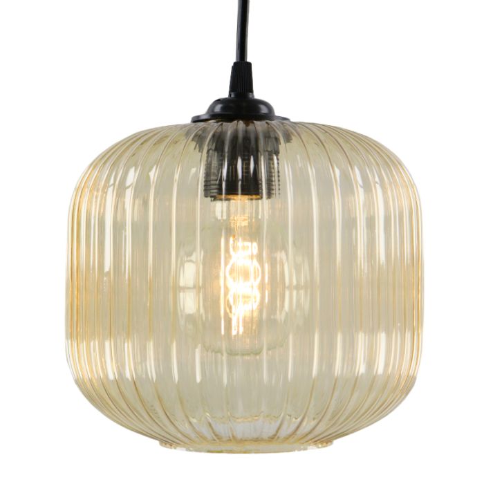 Retro lampa wisząca bursztynowa, Charlois
