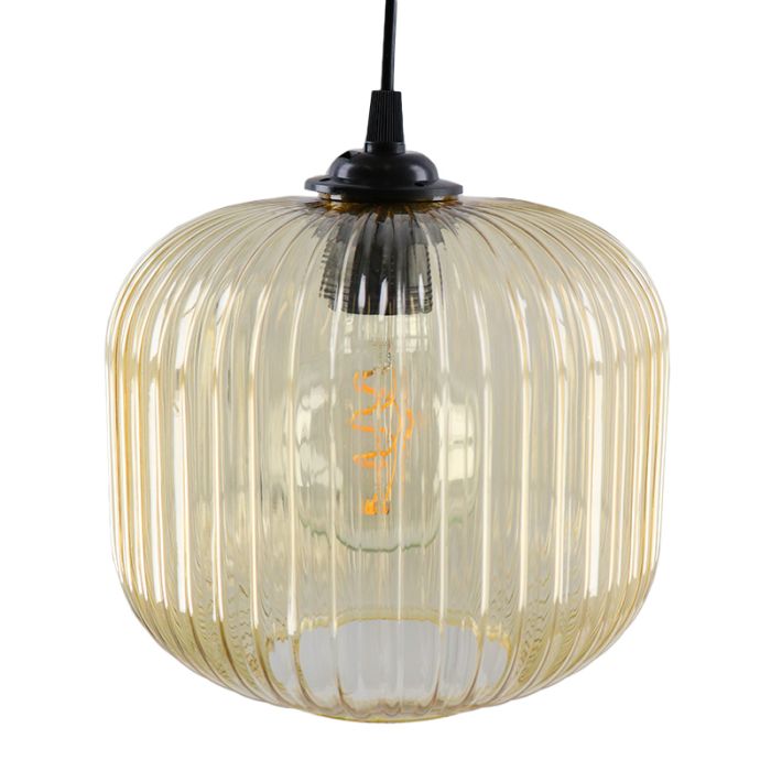 Retro lampa wisząca bursztynowa, Charlois