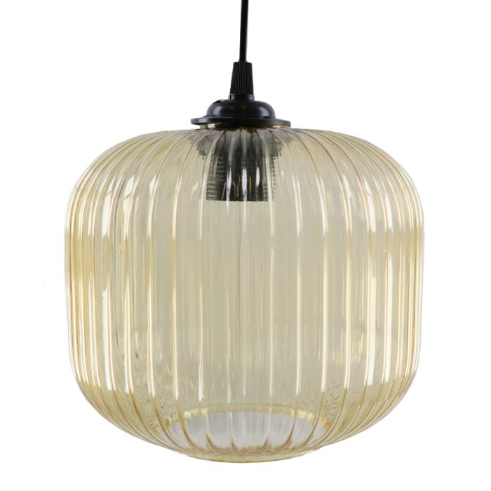 Retro lampa wisząca bursztynowa, Charlois