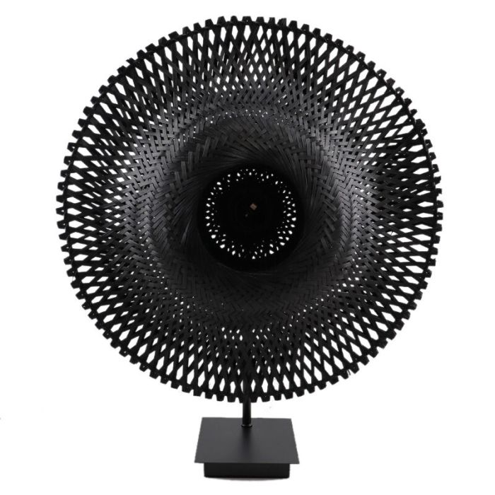 Rattanowa lampa stołowa czarna, Cordoba, z przełącznik