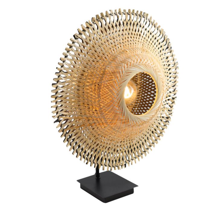 Rattanowa lampa stołowa brązowa, Cordoba, z przełącznik