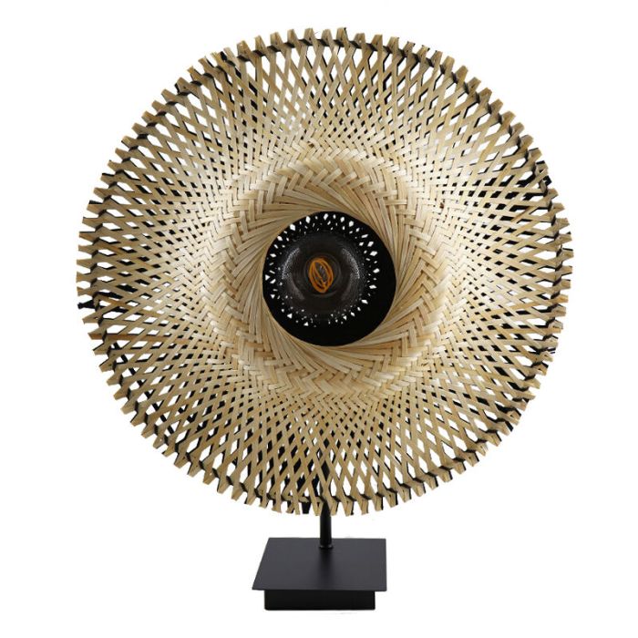 Rattanowa lampa stołowa brązowa, Cordoba, z przełącznik