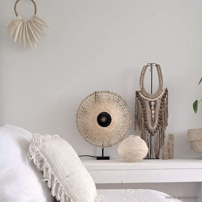 Rattanowa lampa stołowa brązowa, Cordoba, z przełącznik
