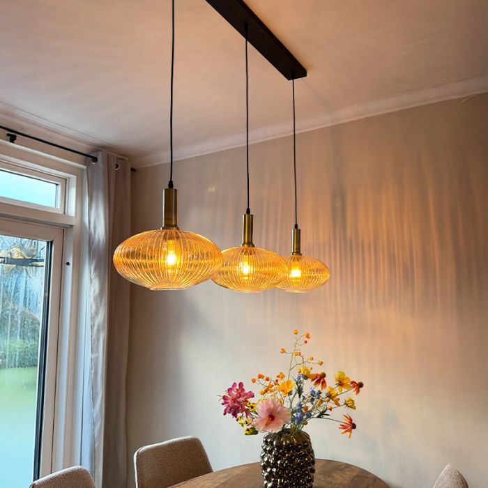 Retro lampa wiszaca bursztynowa, Charlois