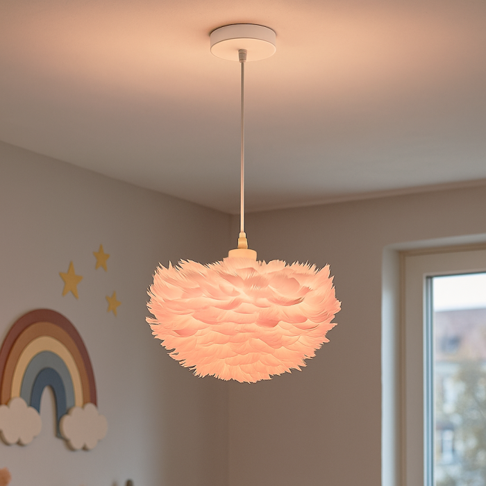 Tkanina lampa wisząca różowa, Suzie