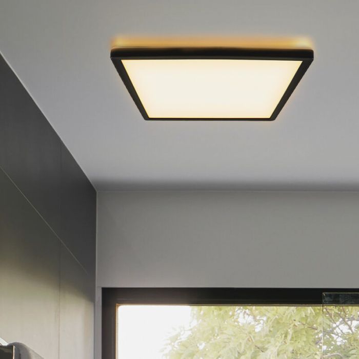 Plastikowy plafon sufitowy czarny, Shona, 18W, 3000K LED, ściemniana w 3 krokach