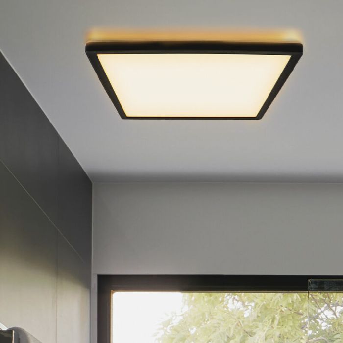 Plastikowy plafon sufitowy czarny, Shona, 22W, 3000K LED, ściemniana w 3 krokach