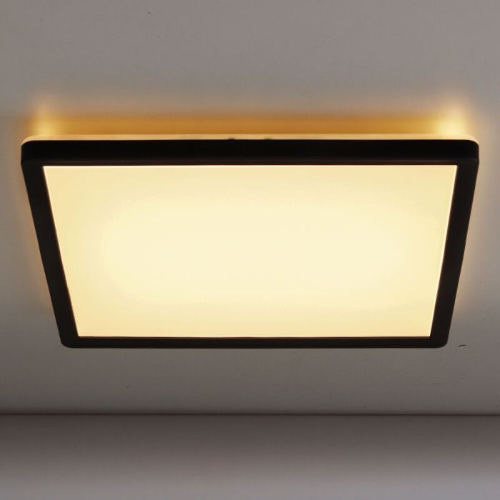 Plastikowy plafon sufitowy czarny, Shona, 22W, 3000K LED, ściemniana w 3 krokach