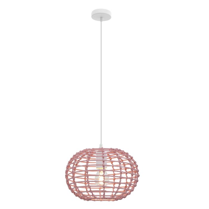 Rattanowa lampa wisząca różowa, Roza