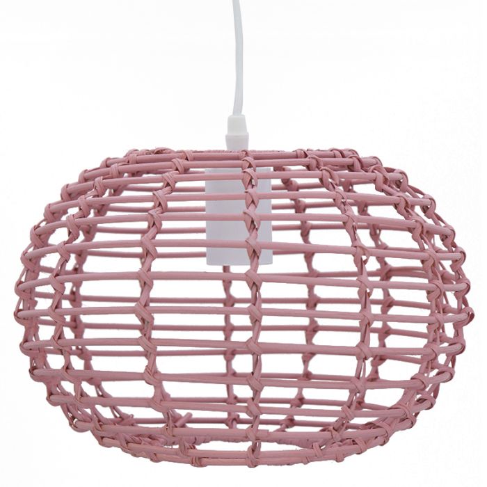 Rattanowa lampa wisząca różowa, Roza