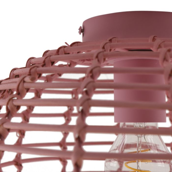 Rattanowa lampa sufitowa różowa, Roza