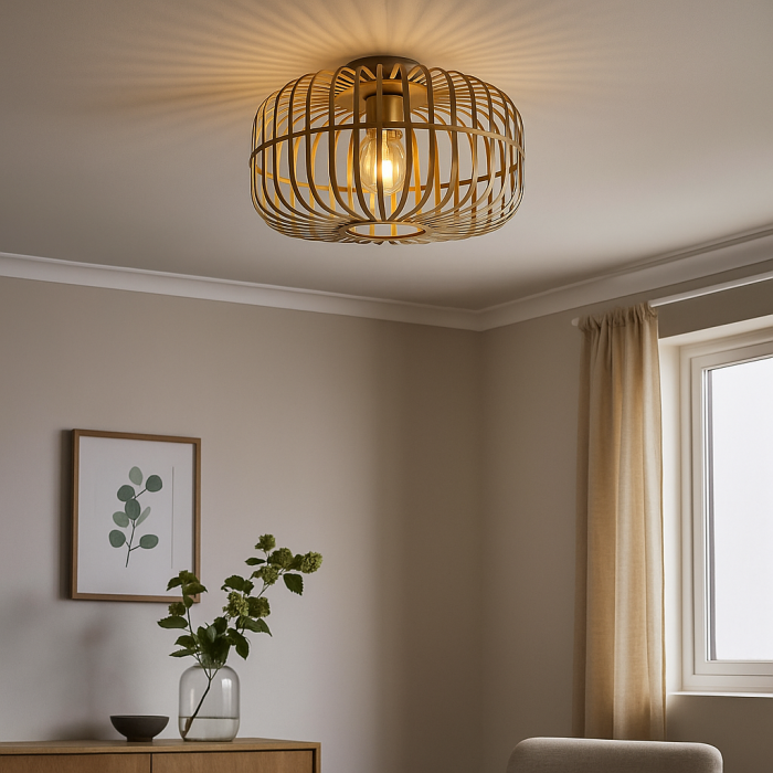 Industrialna lampa sufitowa złota, Tobi
