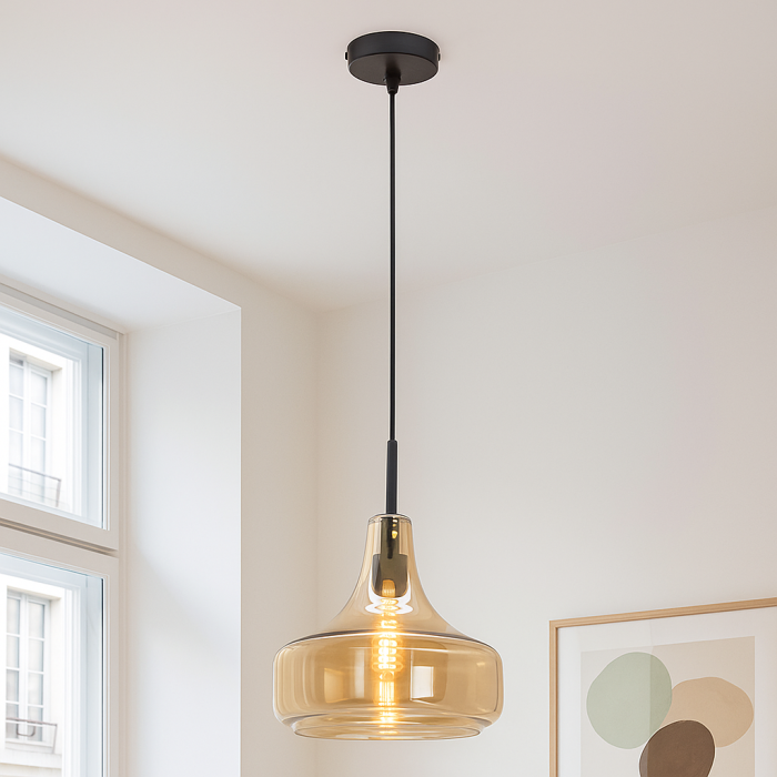 Nowoczesna lampa wisząca bursztynowa, Yael