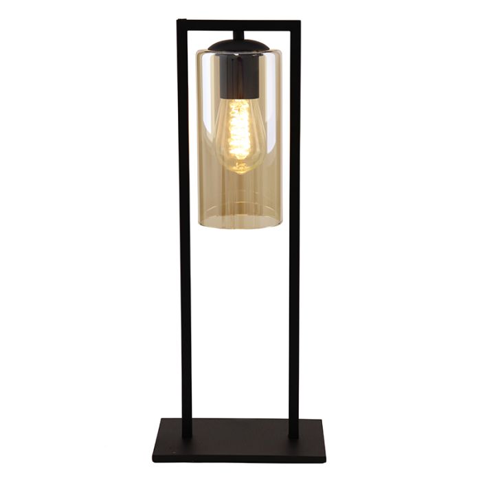 Industrialna lampa stołowa czarna, Tonia, z przełącznik