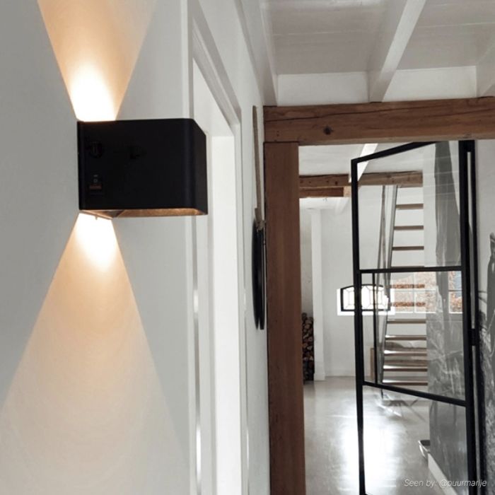 Ładowalny kinkiet up down czarny, Dion, 1W, 2700K LED, IP44, czujnik ruchu