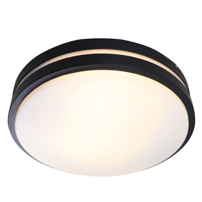 Plastikowa zewnętrzna lampa sufitowa z czujnikiem ruchu czarna, James, IP44