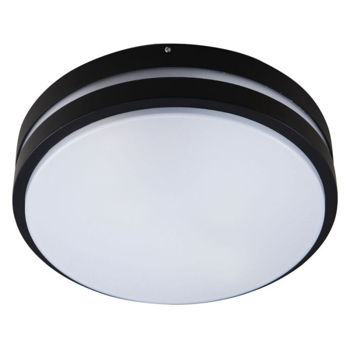 Plastikowa zewnętrzna lampa sufitowa z czujnikiem ruchu czarna, James, IP44
