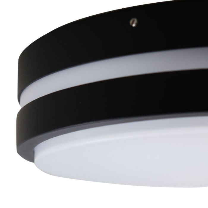Plastikowa zewnętrzna lampa sufitowa z czujnikiem ruchu czarna, James, IP44