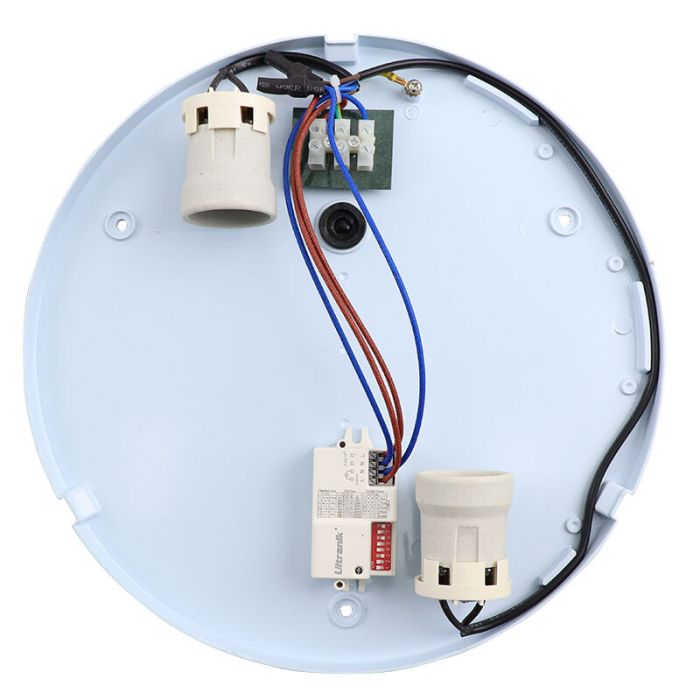 Plastikowa zewnętrzna lampa sufitowa z czujnikiem ruchu czarna, James, IP44