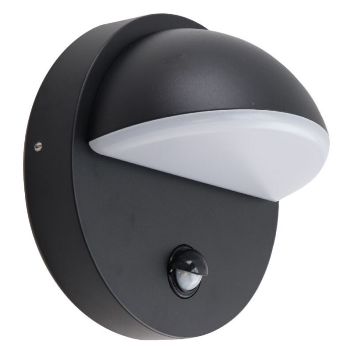 Nowoczesny kinkiet zewnętrzny z czujnikiem ruchu czarny, Shelby, 7W, 3000K LED, IP44