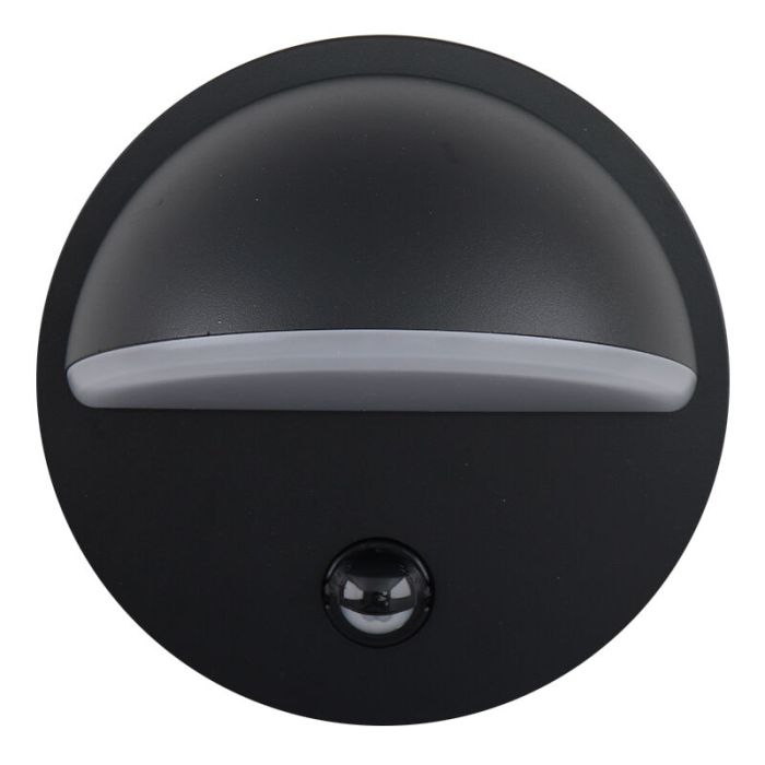 Nowoczesny kinkiet zewnętrzny z czujnikiem ruchu czarny, Shelby, 7W, 3000K LED, IP44
