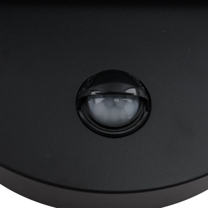Nowoczesny kinkiet zewnętrzny z czujnikiem ruchu czarny, Shelby, 7W, 3000K LED, IP44