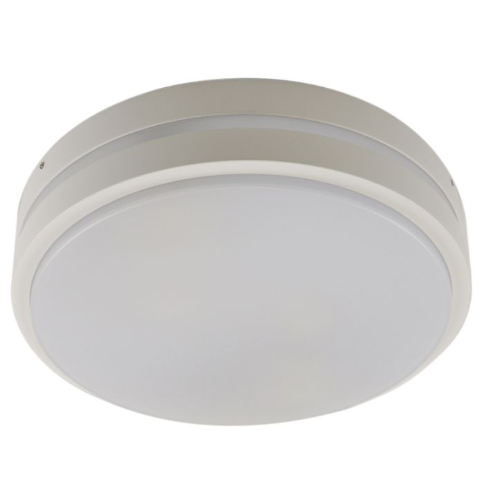 Plastikowa zewnętrzna lampa sufitowa z czujnikiem ruchu biała, James, IP54