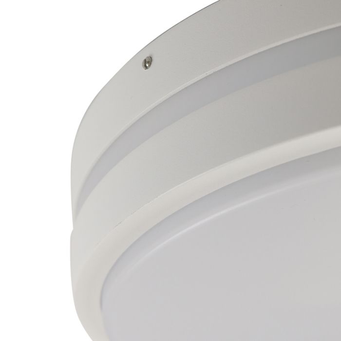 Plastikowa zewnętrzna lampa sufitowa z czujnikiem ruchu biała, James, IP54