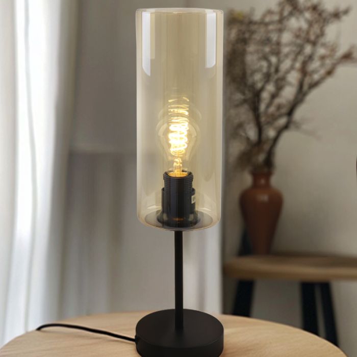 Nowoczesna lampa stołowa bursztynowa, Gaya, z przełącznik