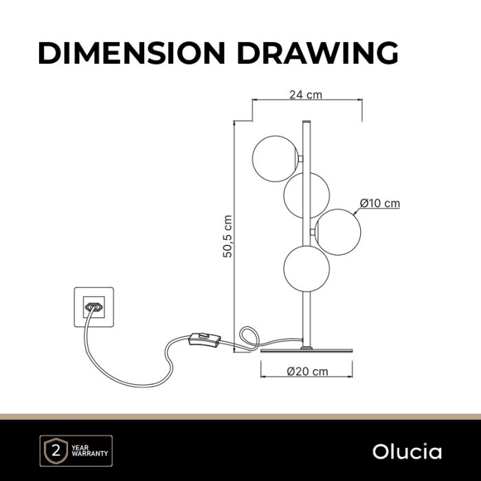 Design lampa stołowa przezroczysta, Remo, z przełącznik
