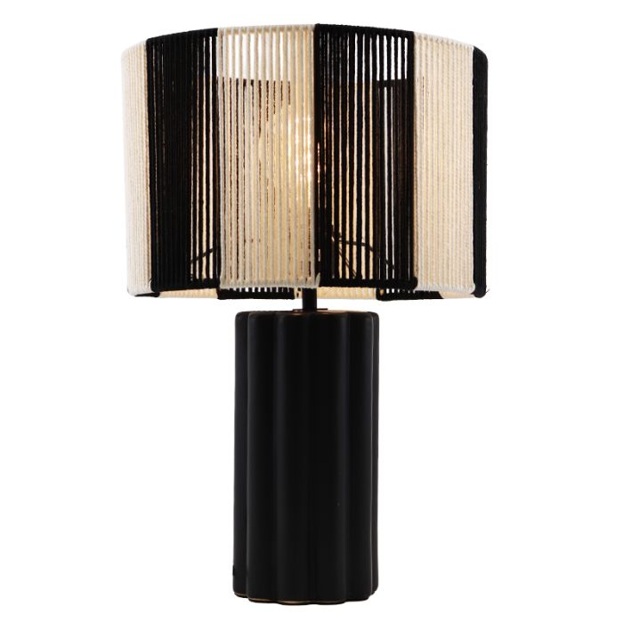 Rustykalna lampa stołowa czarna, Juno, z przełącznik