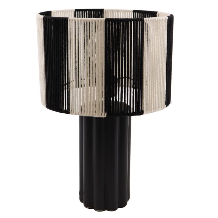 Rustykalna lampa stołowa czarna, Juno, z przełącznik