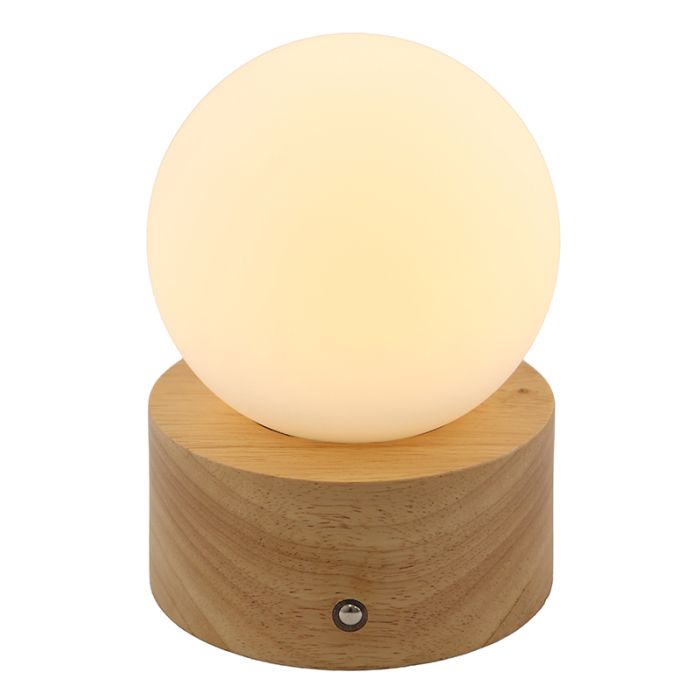 Drewniana lampa stołowa baza, Tiddo, 2W, dim to warm LED, z przełącznik