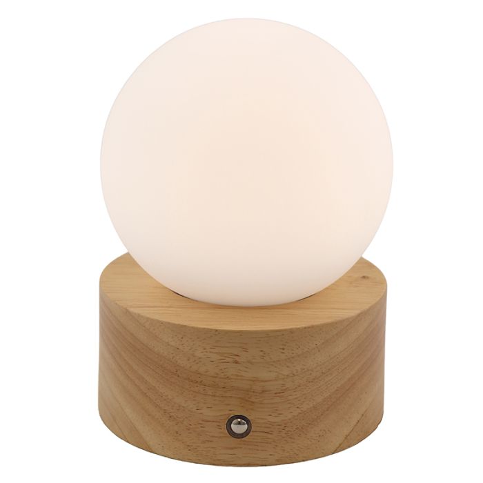 Drewniana lampa stołowa baza, Tiddo, 2W, dim to warm LED, z przełącznik